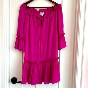 Milly NWT Santorini Silk Dress. Size P. Fuchsia-Pink Color.